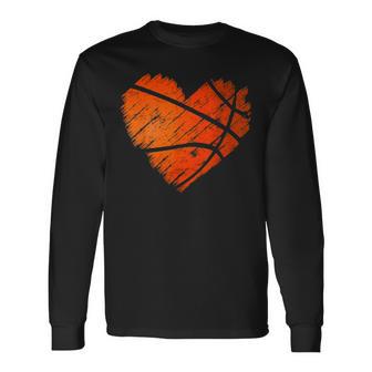 Distressed Basketball Heart Long Sleeve T-Shirt - Thegiftio UK