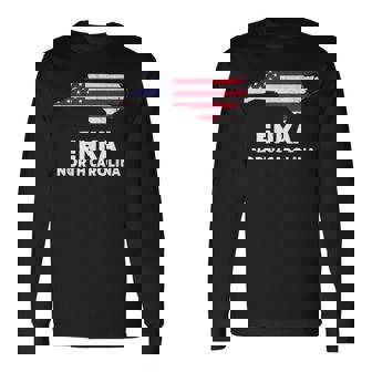 Distressed Patriotic USA Flag Enka North Carolina Long Sleeve T-Shirt | Mazezy
