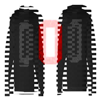 Distressed Red Number 0 Jersey Player Uniform 0 Long Sleeve T-Shirt | Seseable CA