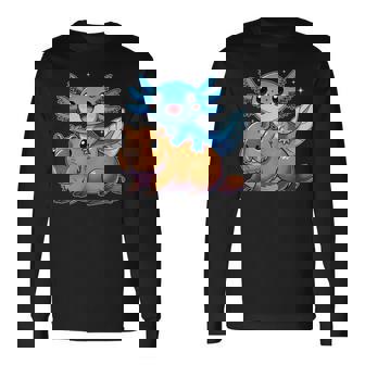 Divertido Ajolote Y Capibara Lindo Animal Kawaii Camiseta de manga larga - Regaloses