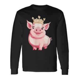 Divertido Cerdito Con Corona Para Los Amantes De Los Cerdos Coronados Camiseta de manga larga - Regaloses