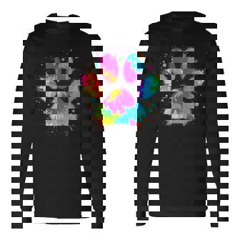Dog Animal Tie Dye Love Dog Paw Long Sleeve T-Shirt | Mazezy