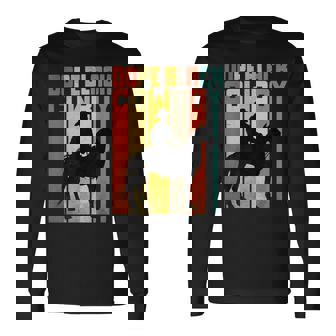 Dope Cowboy Melanin Black African Rodeo Western Men Long Sleeve T-Shirt | Mazezy