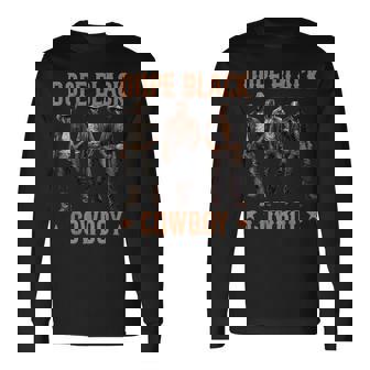Dope Cowboy Graphic Rodeo Urban Attire Culture Men Tee Long Sleeve T-Shirt | Mazezy
