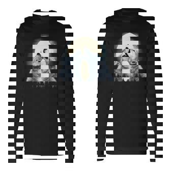 Dos Lobos Aullando A La Luna Bosque De Pareja De Lobos Camiseta de manga larga - Regaloses