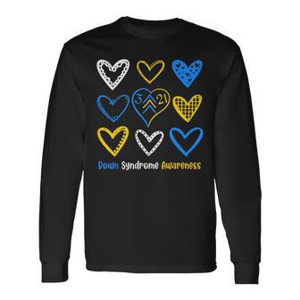 Down Syndrome Awareness Heart 321 Down Right Perfect T21 Long Sleeve T-Shirt - Thegiftio UK