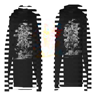 Drapeau De La Fête Des Amérindiens Cheval Indien 4 Juillet T-shirt à manches longues - Cadeauxyz