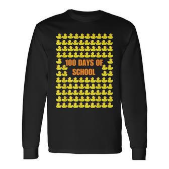 Easy 100 Days Of School Ducks 100 Days Easy Idea Long Sleeve T-Shirt - Thegiftio UK