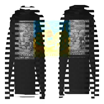 I Eat Cement 猫 ゴッホ 印象派 絵画 美学 長袖Tシャツ - Kawaiitshirt