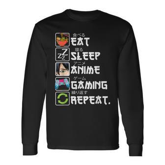 Eat Sleep Anime Gaming Repeat Gamer N Boy Anime Long Sleeve T-Shirt | Mazezy
