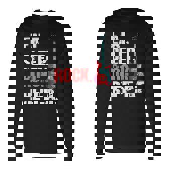 Eat Sleep Rock Repeat Electronic Rock Guitar Long Sleeve T-Shirt | Mazezy