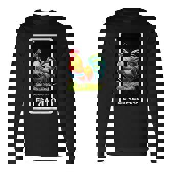 El Gallo Mexican Lottery Bingo Game Traditional Rooster Card Long Sleeve T-Shirt | Mazezy