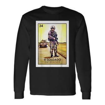 El Soldado Card Mexican Lottery Card Long Sleeve T-Shirt - Thegiftio UK