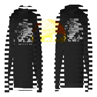 Elephant Safari Vintage Sunset Baobab Africa Flag Long Sleeve T-Shirt | Mazezy