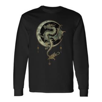 Emerald Dragon Of The Moonlit Realm Long Sleeve T-Shirt - Thegiftio UK