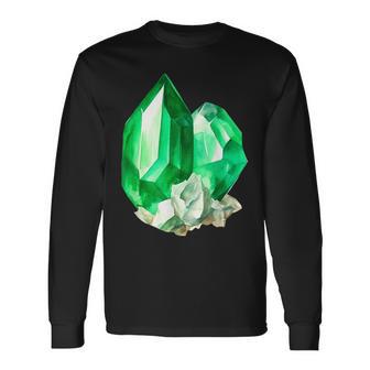 Emerald Gemstone Crystal Long Sleeve T-Shirt - Thegiftio UK