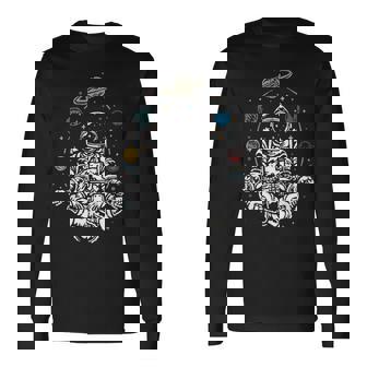 Espacioistemaolar Yogui Meditación Yoga Astronauta Camiseta de manga larga - Regaloses