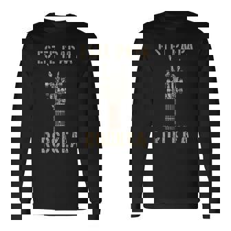 Este Papa Rockea Mano De Esqueleto Music Rock Guitar Camiseta de manga larga - Regaloses