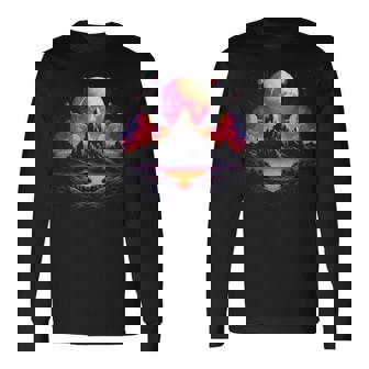 Explore Avant Garde Mountains In A Futuristic Vaporwave Long Sleeve T-Shirt | Mazezy