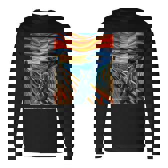 Expressionist Artsy Russian Blue Artistic Russian Blue Cat Long Sleeve T-Shirt | Mazezy