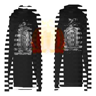 Fall Book Pumpkin Retro Reading Teacher Books Lover Long Sleeve T-Shirt | Mazezy