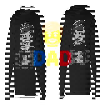 Family Dad Master Builder Building Bricks Blocks Fathers Day Long Sleeve T-Shirt | Seseable CA