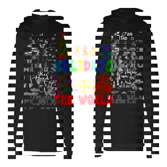 Family Lover Vacations Costume Holidays Around World Xmas Hanukkah Kwanzaa Diwali New Year -Kids Small Long Sleeve T-Shirt | Mazezy