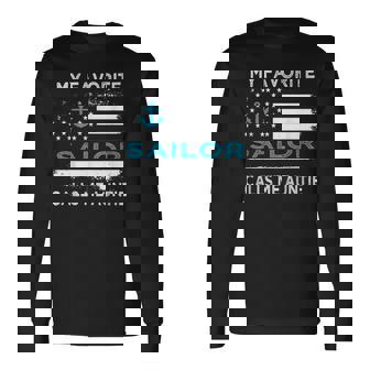 My Favorite Sailor Calls Me Auntie Sailing Usa Flag Anchor Long Sleeve T-Shirt | Mazezy