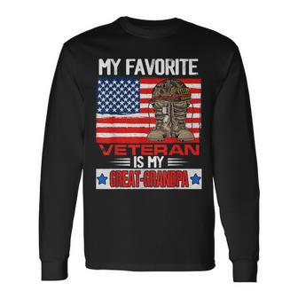 My Favorite Veteran Is My Great-Grandpa Military Grandfather Long Sleeve T-Shirt - Monsterry