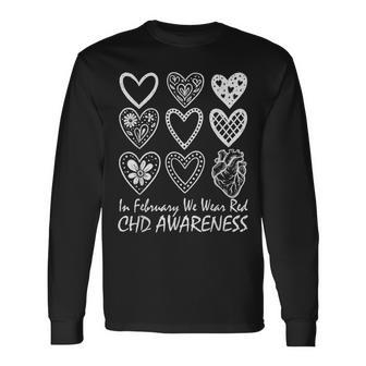 February Is Red Heart Health Heart Disease Awareness Chd Long Sleeve T-Shirt | Mazezy