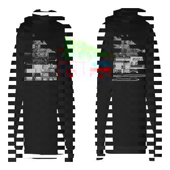 Fire Truck Christmas Tree Xmas Lights Firefighter Holiday Long Sleeve T-Shirt | Seseable CA