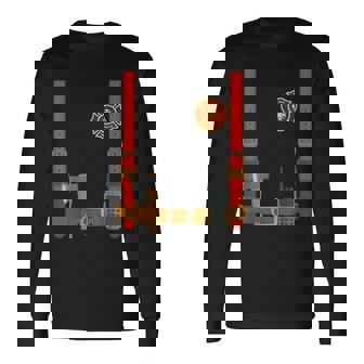 Firefighter Costume Halloween Fireman Uniform Long Sleeve T-Shirt | Mazezy