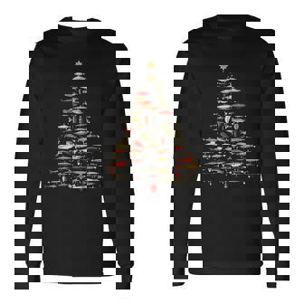 Fishing Lure Christmas Tree Fish Fly Fisherman Ocean Sport Long Sleeve T-Shirt | Mazezy