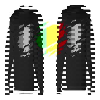 Flag Of Mali Ripped T-shirt à manches longues - Cadeauxyz
