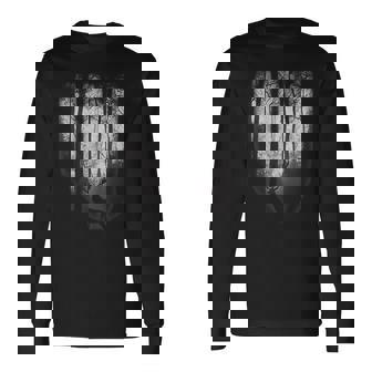 Forêt De Clair-Obscur La Nuit Avec Une Belle Lune D'élan T-shirt à manches longues - Cadeauxyz