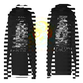 Fort Myers Florida Vacation Cute Alligator Sunset Souvenir Long Sleeve T-Shirt - Thegiftio