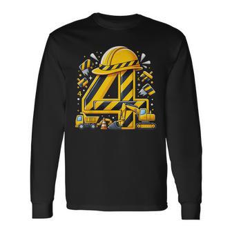 Four 4Yr 4Th Birthday Construction Outfit Boy 4 Years Old Long Sleeve T-Shirt - Thegiftio UK