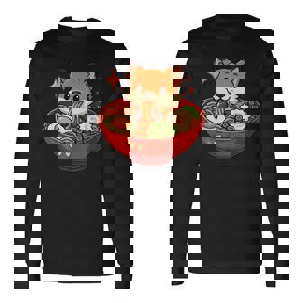 Fox With Noodles Ramen Kawaii Fox Long Sleeve T-Shirt - Thegiftio