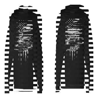 Foxbody Nation Patriotic Flag Flame Stang Fox Body Usa Long Sleeve T-Shirt - Monsterry