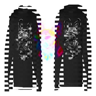 French Bulldog With Sunglasses Pop Art French Bulldog Long Sleeve T-Shirt | Mazezy