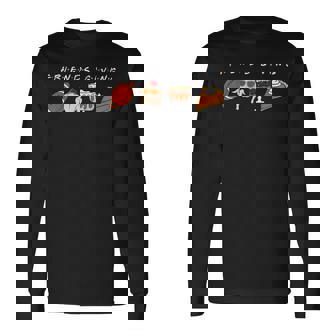 Friends Giving Turkey Football Pumpkin Thanksgiving Autumn Long Sleeve T-Shirt - Seseable