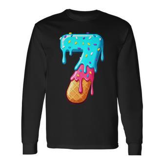 67 Number 7 Ice Cream Drip Meme Matching Group Costume Long Sleeve T-Shirt - Thegiftio UK