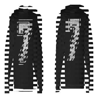 7 Number Seven Graphic Group Halloween Birthday Retro Long Sleeve T-Shirt | Mazezy