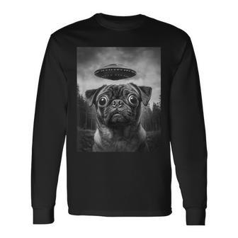 Alien Pug Selfie With Ufo Long Sleeve T-Shirt - Thegiftio UK