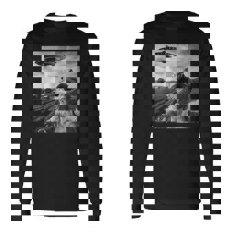 Bearded Dragon Selfie With Alien Ufo Long Sleeve T-Shirt | Seseable FR