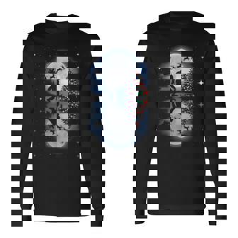 Bigfoot Christmas Santa Sleigh Reindeer Long Sleeve T-Shirt - Monsterry