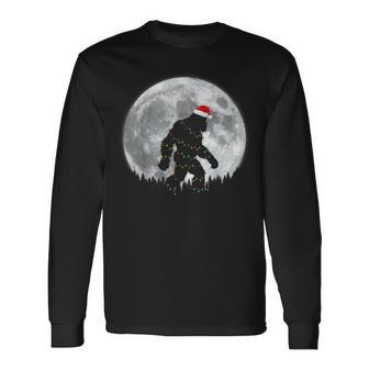 Bigfoot Santa Moon Christmas Lights Xmas Sasquatch Long Sleeve T-Shirt | Seseable UK