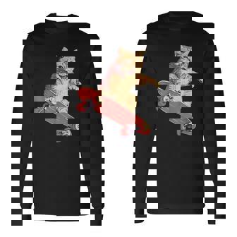 Cat On A Skateboard Skateboarding Long Sleeve T-Shirt - Monsterry