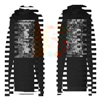 Christmas Cat Selfie With Bigfoot Alien & Snowman Long Sleeve T-Shirt - Thegiftio