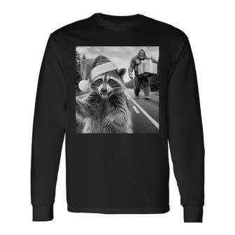 Christmas Raccoon Raccoon Selfie With Bigfoot Long Sleeve T-Shirt - Thegiftio UK